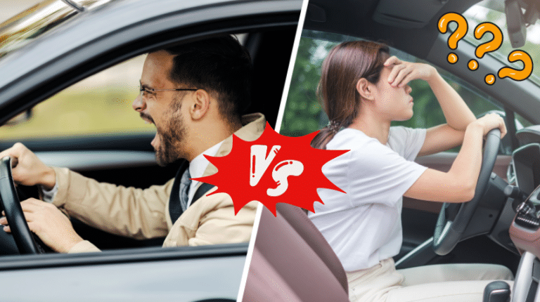 hommes femmes au volant danger sur la route